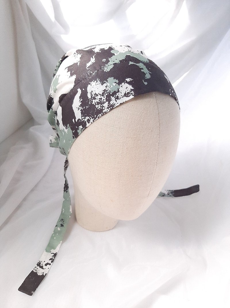 Light green ink pattern pure cotton turban hat - หมวก - ผ้าฝ้าย/ผ้าลินิน หลากหลายสี