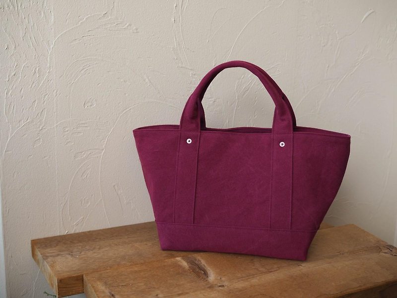 With a lid Tote M wine - Handbags & Totes - Cotton & Hemp Red