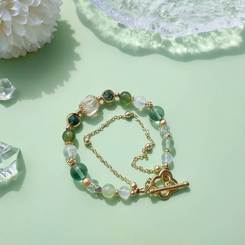 Matcha on Thursday. Snowflake Ghost Green Stone Green Stone 14K Gold Filled Crystal Design Bracelet - Bracelets - Crystal Green