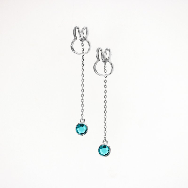 Crystal Earrings & Clip-ons Blue - 【Pinkoi x miffy】Miffy Blue Zircon Crystal Drop Earring | December Birthstone