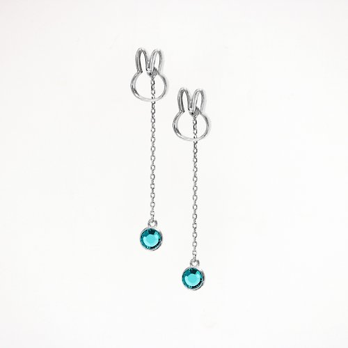 Mille-Feuille Fashion 【Pinkoi x miffy】Miffy 藍風信子石水晶垂吊耳環|十二月誕生石