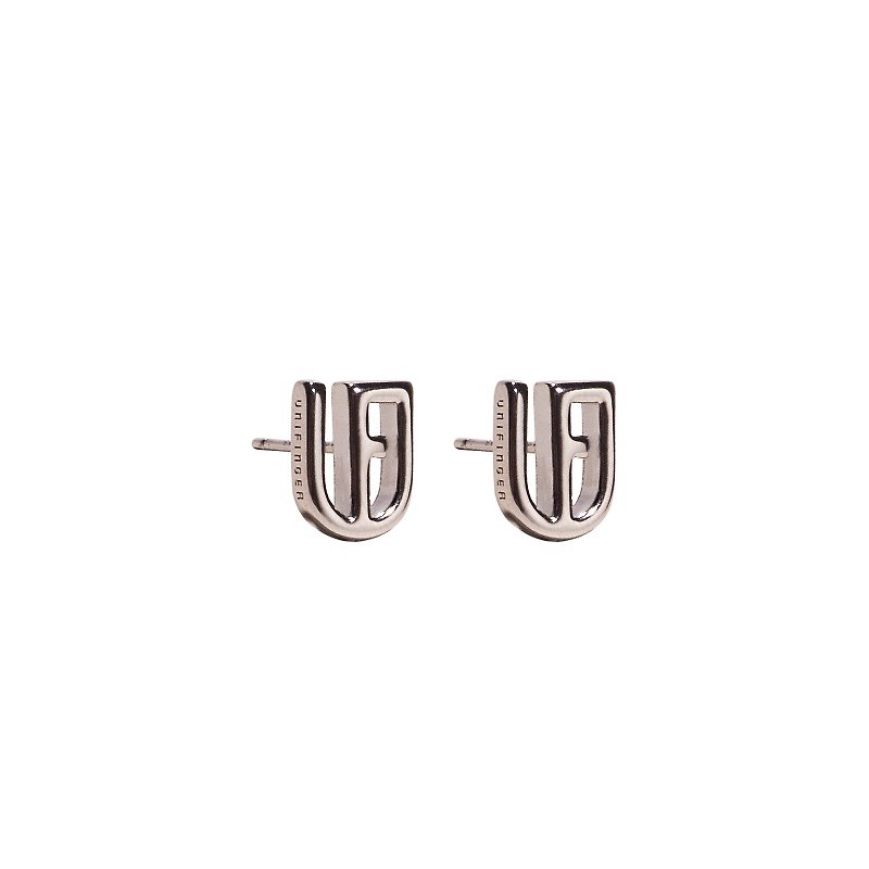 Shield and Hook Series/ Shield Stud Earrings Silver Original Design Genderless Simple Versatile - Earrings & Clip-ons - Copper & Brass Silver
