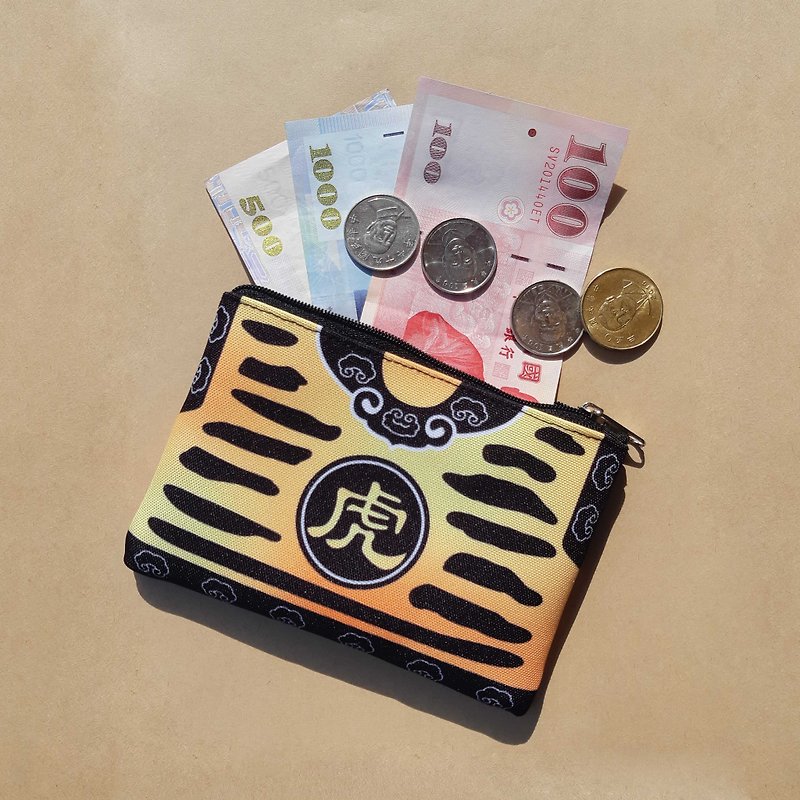 Hu Yeh Tiger Word coin purse - กระเป๋าสตางค์ - ไฟเบอร์อื่นๆ สีเหลือง