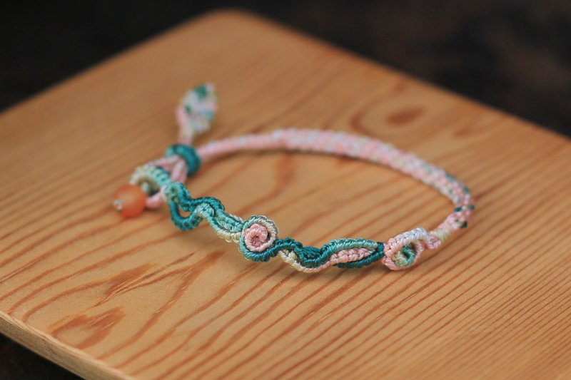 Yiranzhi original hand-dyed bracelet | Spring Overture | One piece in stock, adjustable - Bracelets - Cotton & Hemp 