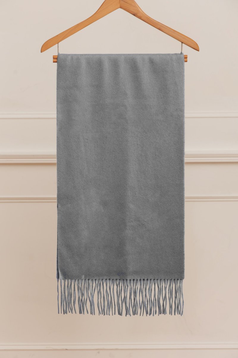 CASHMERE water rippled cashmere cashmere scarf | GRAY | - ผ้าพันคอถัก - ขนแกะ สีเทา