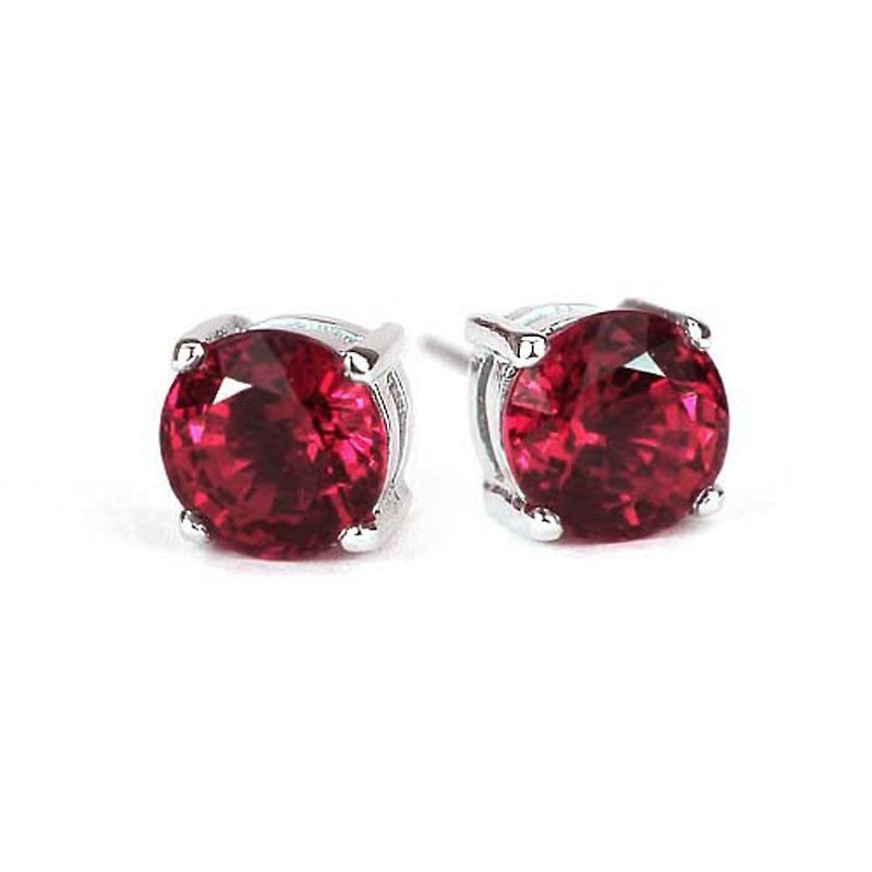Red natural ruby earring silver sterling 925 - 耳環/耳夾 - 純銀 藍色