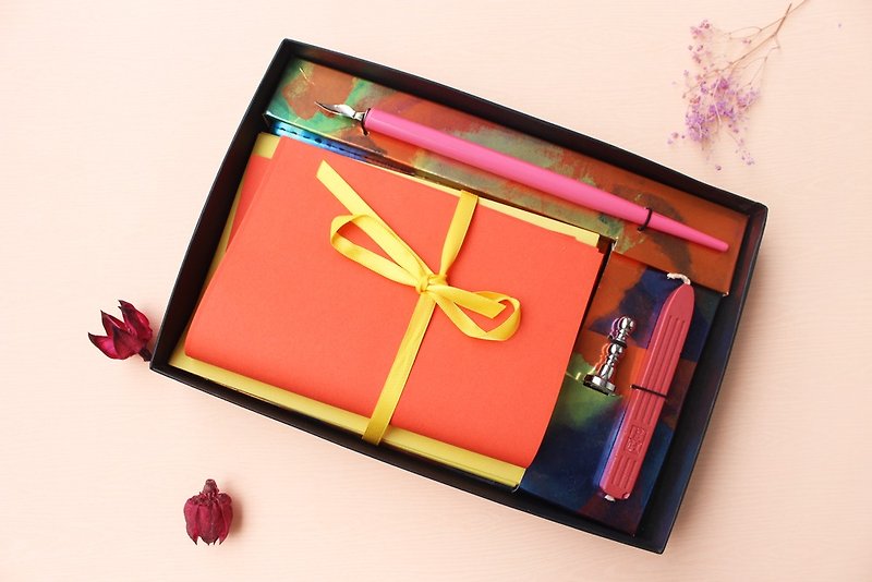 [Special offer] British early sealing Wax seal and dip pen set gift box (with letter paper) | European style stationery - ปากกาจุ่มหมึก - วัสดุอื่นๆ 