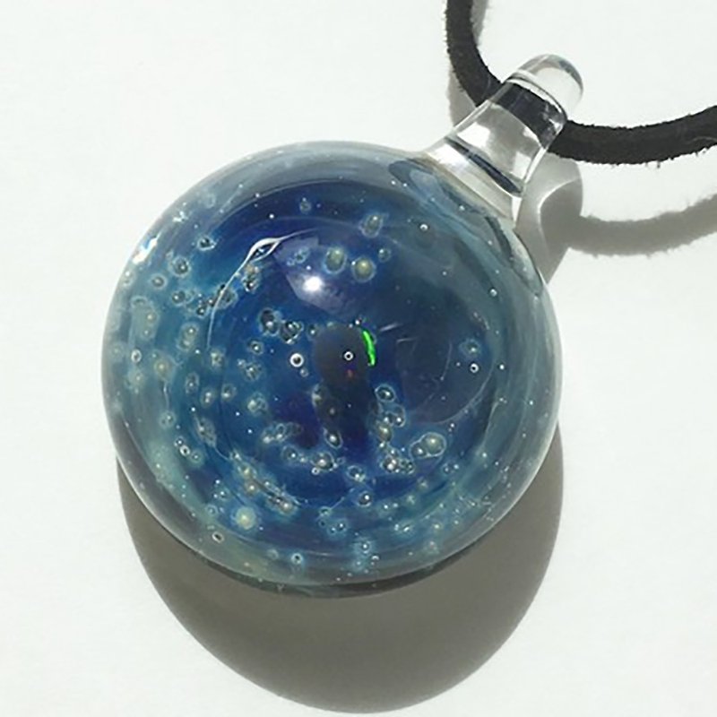 The earth of the earth blue # 1 Space glass pendant with a transparent opal - สร้อยคอ - แก้ว สีน้ำเงิน