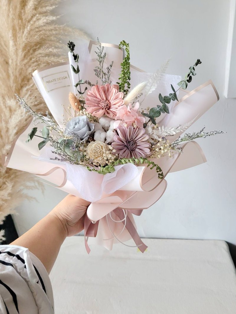 Haizang Design | Spring is small and fresh. Fog powder purple grayscale grayscale dry bouquet - ช่อดอกไม้แห้ง - พืช/ดอกไม้ หลากหลายสี