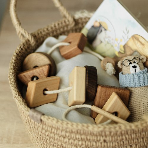ODEAS 幾何形狀的木製繫帶玩具、幼兒玩具、幼兒禮品