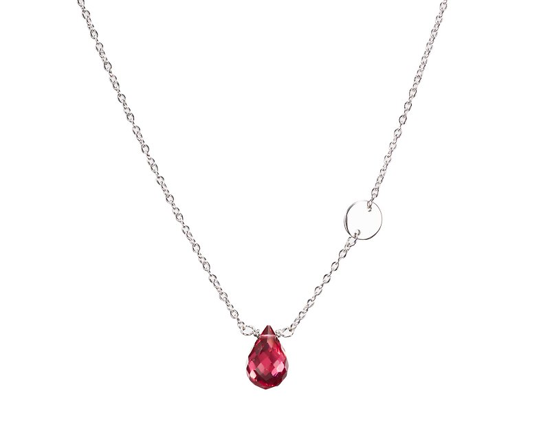 January Birthstone Necklace, Silver Capricorn Necklace, Aquarius Garnet Pendant - สร้อยคอทรง Collar - เงินแท้ สีแดง