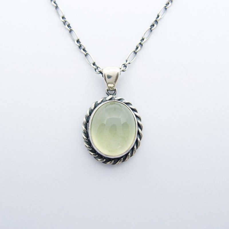 [Classic Series 24] Stone 925 Sterling Silver Necklace - สร้อยคอ - เครื่องเพชรพลอย สีเขียว