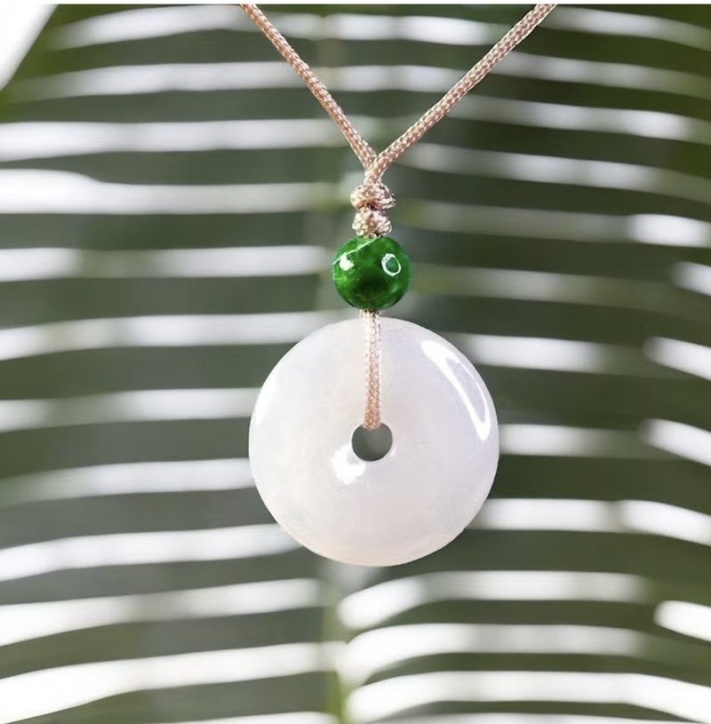 【May ‧Peace】Ice Jade Peace Buckle Necklace | Natural Burmese Jade Grade A Jade | Gift - สร้อยคอ - หยก สีใส