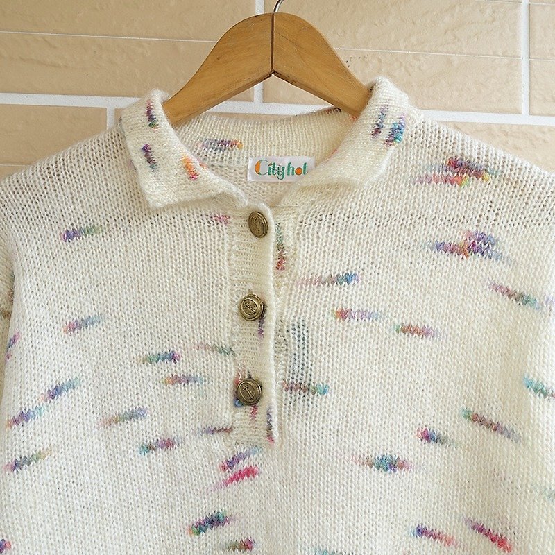 │Slow│ color clouds - Vintage Retro Art cute beige sweater │vintage... - Women's Sweaters - Other Materials Multicolor