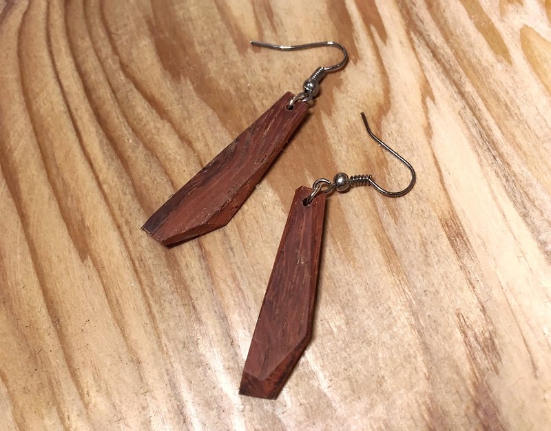 Past and Present-Old Wood Dangle Face Earrings - Earrings & Clip-ons - Wood Brown