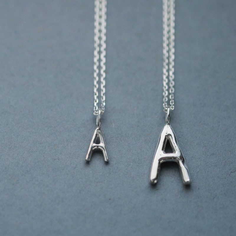 2コset) A 手書き風 イニシャル アルファベット ペア ネックレス シルバー925 - 項鍊 - 其他金屬 銀色
