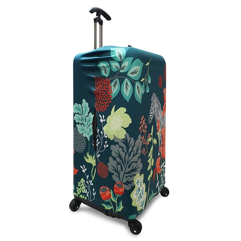 LOQI Luggage Jacket | Jungle Zebra (Sport, Refrigerator Series) - กระเป๋าเดินทาง/ผ้าคลุม - เส้นใยสังเคราะห์ สีเขียว