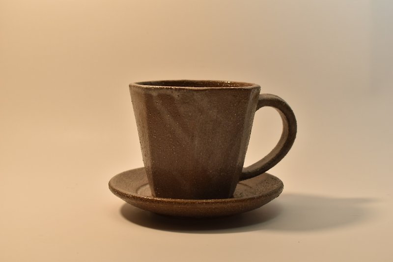 Multi-sided ore coffee cup set - Mugs - Pottery Brown