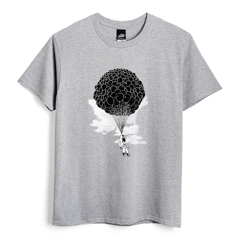 Into space - dark gray Linen- neutral T-shirt - เสื้อยืดผู้ชาย - ผ้าฝ้าย/ผ้าลินิน สีเทา