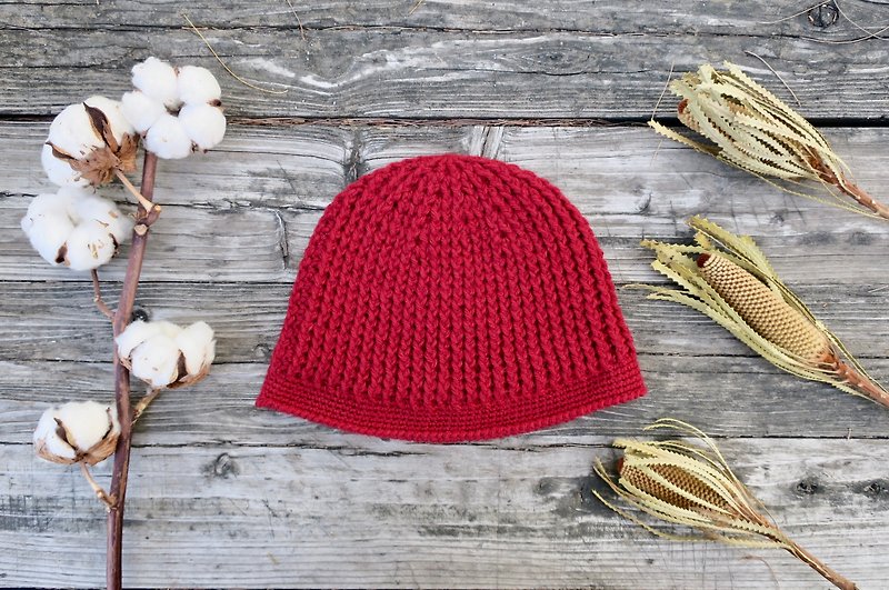 A mother's hand-made hat-chestnut hair hat / woolen hat / little red / Christmas / gift - Hats & Caps - Wool Red
