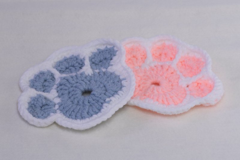 ฅcat handmade ฅ meat ball coaster hand crocheted - Coasters - Cotton & Hemp Blue