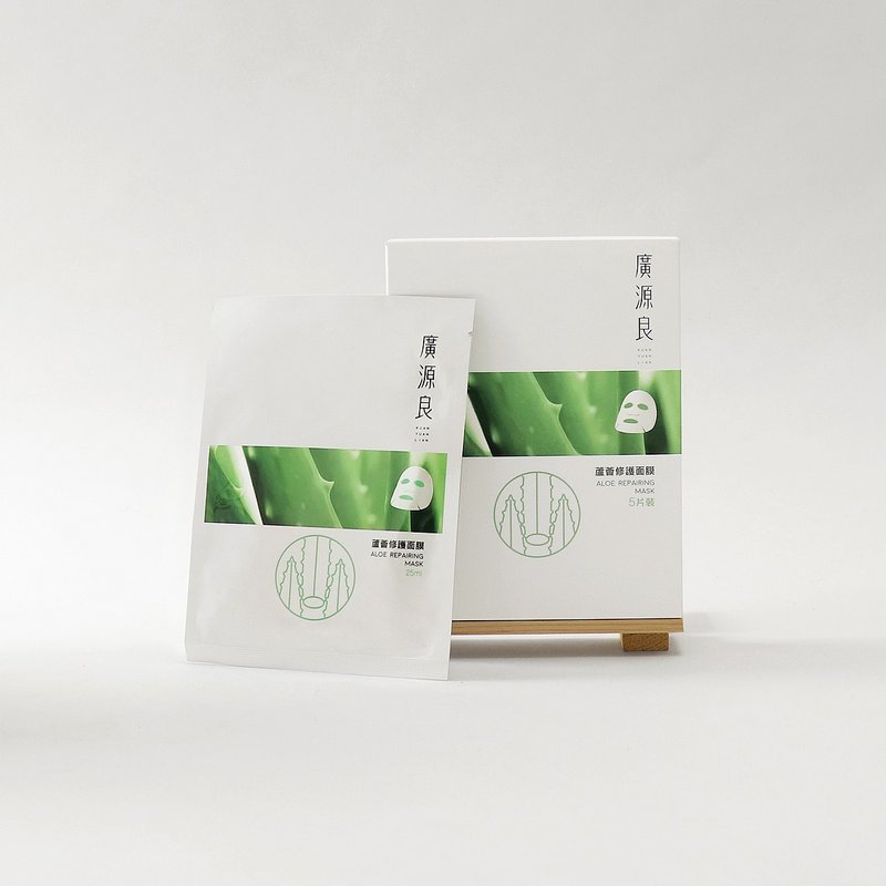 【Guangyuanliang】Aloe vera repairing facial mask five pieces - Face Masks - Other Materials Green