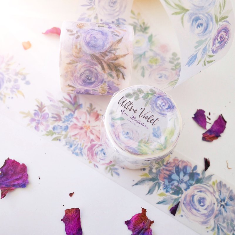 Flower Blossoming Paper Tape-Special Oil + Release Paper - Washi Tape - Paper Purple