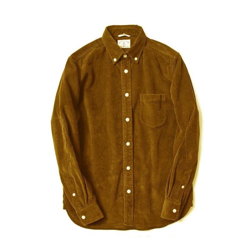 ISLAND SCOUTS經典Elbow Patch 燈芯絨衬衫,泥黃色,深棕色,深藍色 - 男襯衫/休閒襯衫 - 棉．麻 卡其色