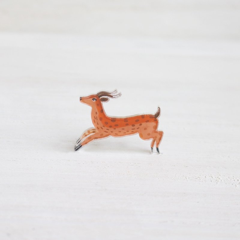Deer small badge / pin I Forest Daily - เข็มกลัด/พิน - อะคริลิค สีนำ้ตาล