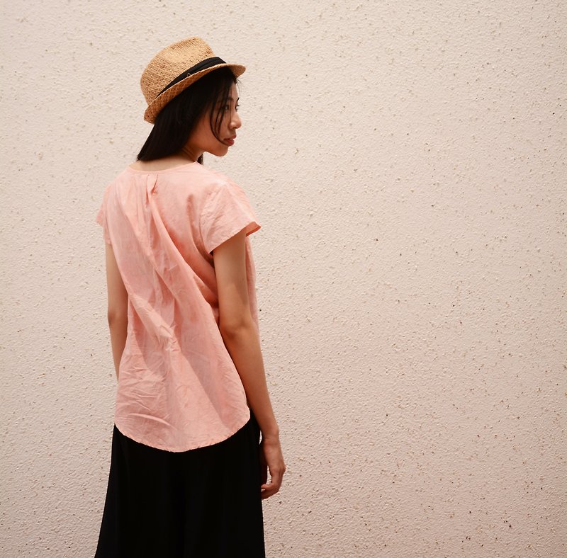 Outside the window-madder dyed cotton jacquard top - Women's Tops - Cotton & Hemp Pink
