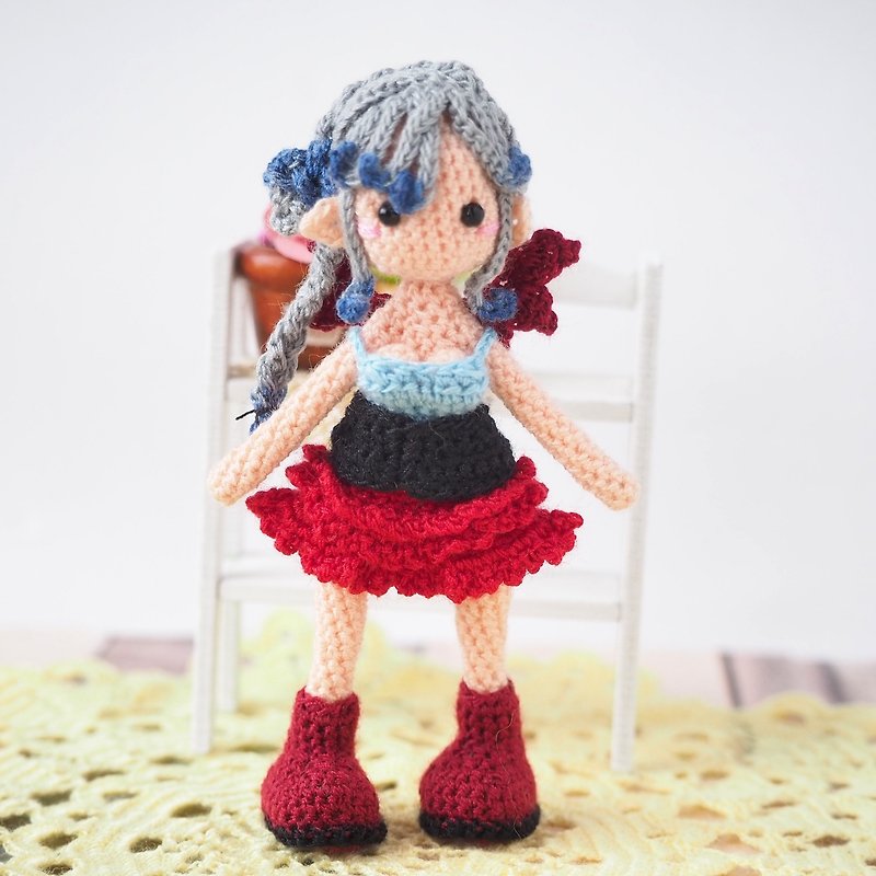 crochet doll/amigurumi/key chain/devil girl【made-to-order】 - Stuffed Dolls & Figurines - Polyester Black