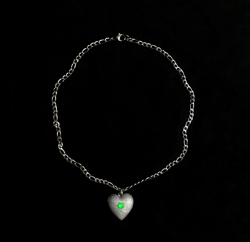 Soft Pottery Necklace Green Silver Sparkling Love Necklace - Necklaces - Pottery Silver