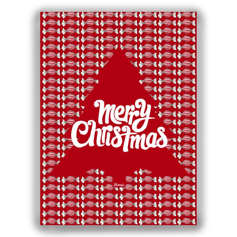 Christmas hand-painted illustration universal card Christmas card/postcard/card/illustration card-candy Christmas tree - การ์ด/โปสการ์ด - กระดาษ 