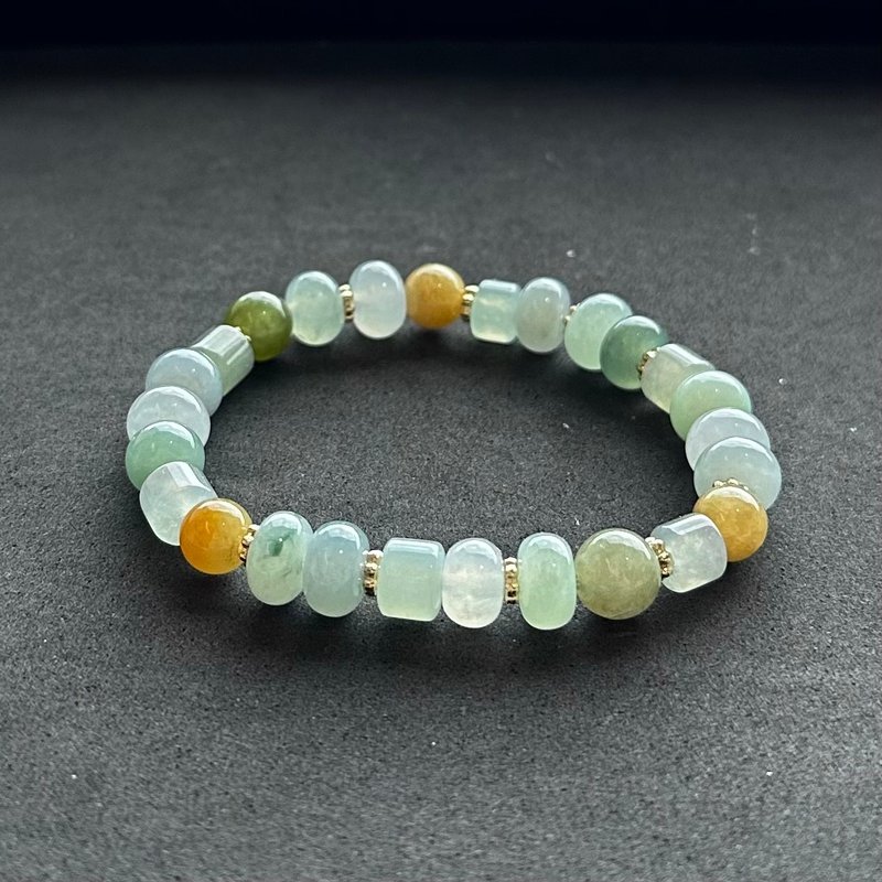 Natural grade A jadeite ice type multi-treasure jadeite bracelet - สร้อยข้อมือ - หยก สีเขียว