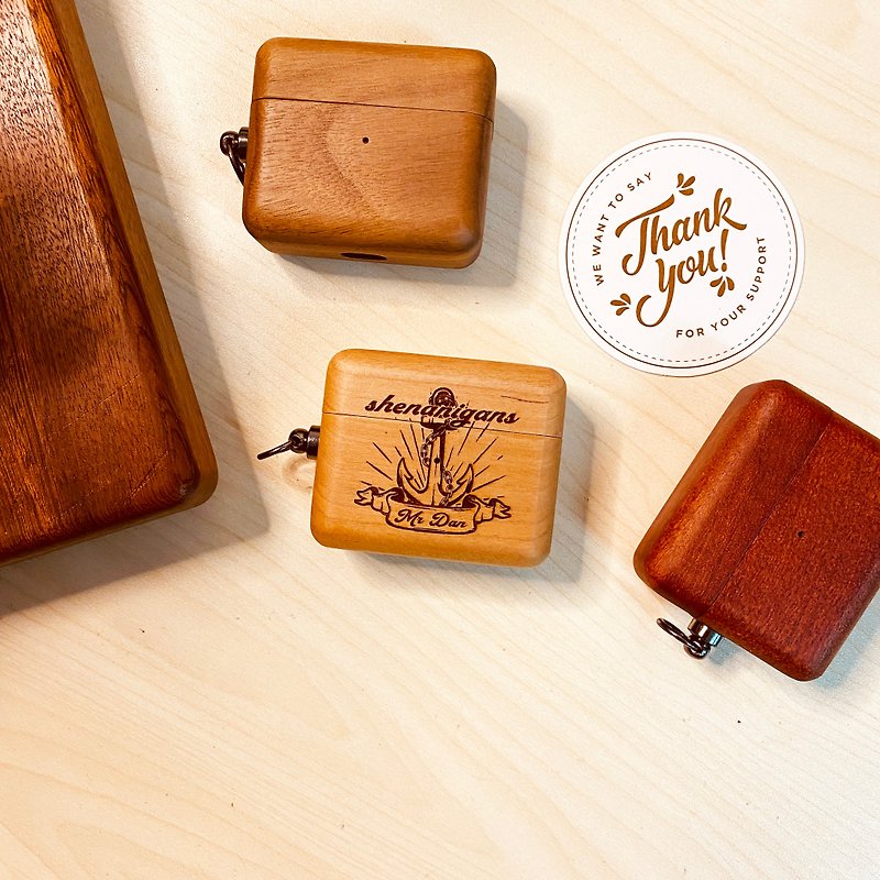 Bellagenda Wooden AirPods 3 Protective Case Original Wooden Engraving Customized Gift - ที่เก็บหูฟัง - ไม้ สีนำ้ตาล