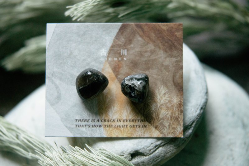 CRACK | 礦物系耳環 |  EARRINGS - 耳環/耳夾/耳骨夾 - 玉石 黑色