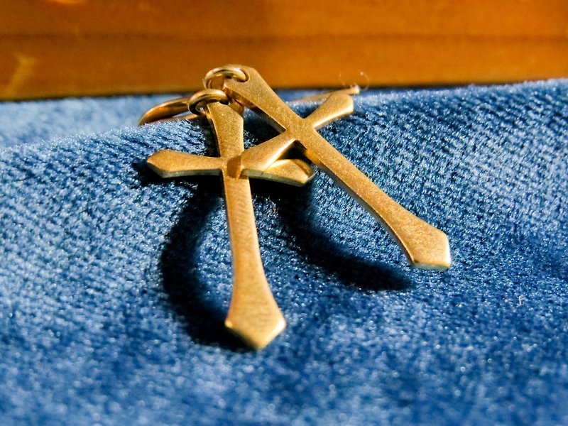 brass - slender cross earrings - Earrings & Clip-ons - Other Metals 