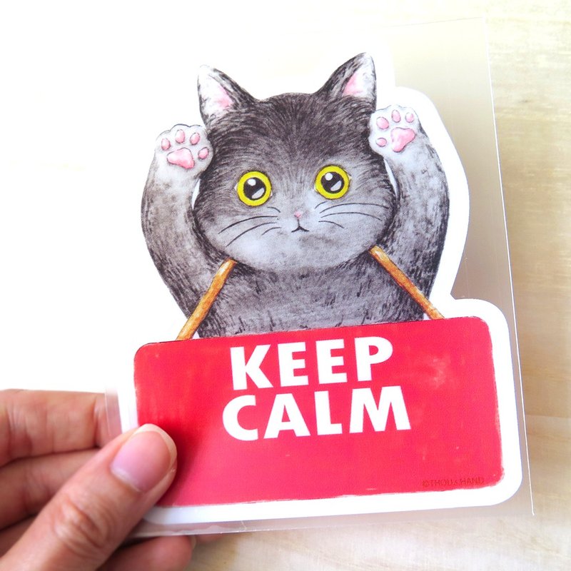 貓貓保持冷靜 KEEP CALM 靜電玻璃貼 停車貼 - 壁貼/牆壁裝飾 - 塑膠 多色