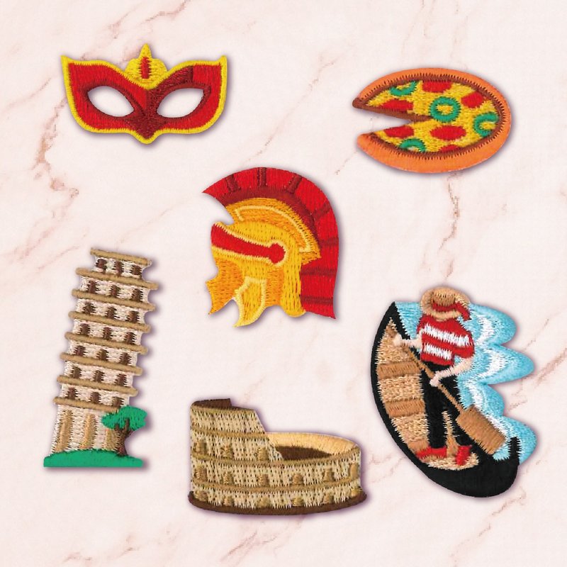 【Embroidery stickers】Italy|Colosseum|Venice|Pizza|Leaning Tower of Pisa - สติกเกอร์ - งานปัก 