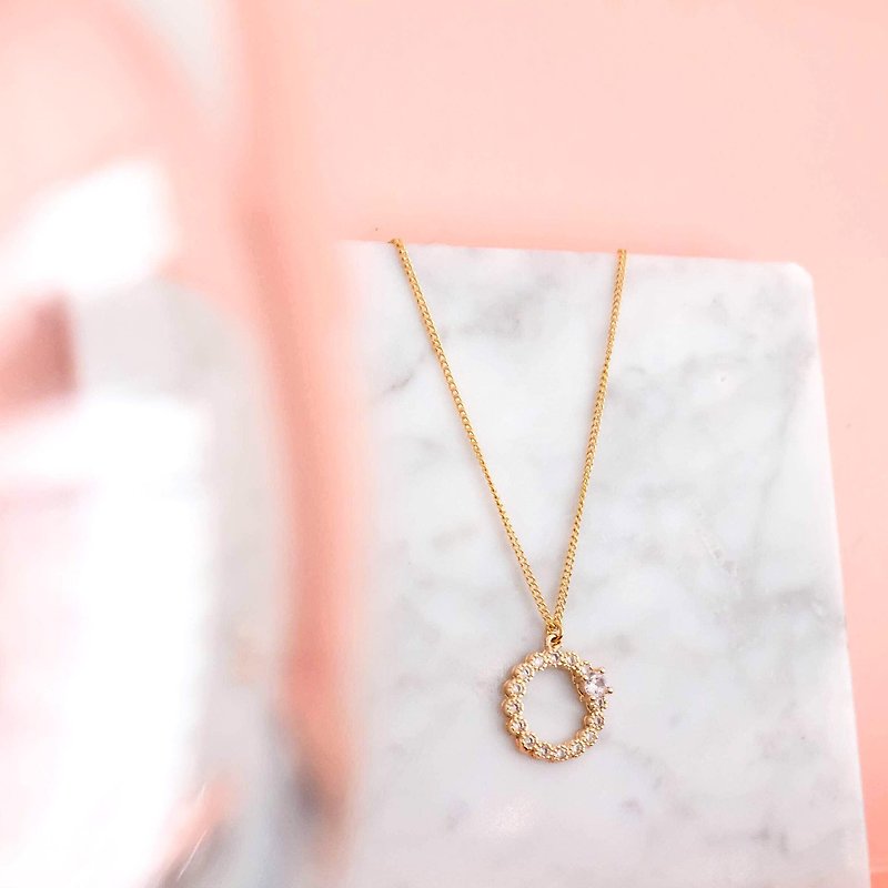 ALYSSA & JAMES simple circular Stone necklace 925 gold-plated silver Necklace - สร้อยติดคอ - เครื่องประดับพลอย สีทอง