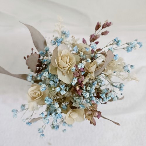 Kinki 手作Studio 情人節禮物花束自然清新療癒甜美花束 永生康乃馨盆花 結婚捧花永