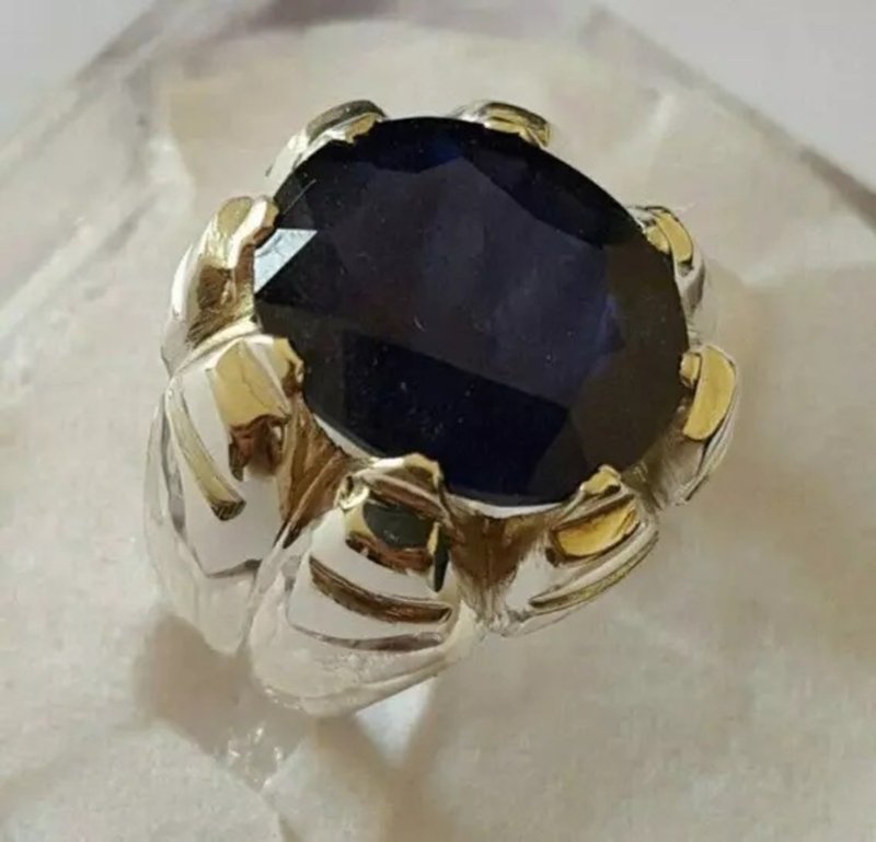 Mens Sapphire ring Kashmir sapphire ring dark blue sapphire neelam ring - แหวนทั่วไป - เครื่องเพชรพลอย สีน้ำเงิน