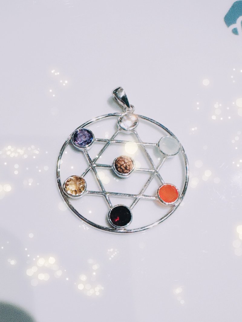 大衞之星星河無敵大版特別能量設計 - 項鍊 - 純銀 多色