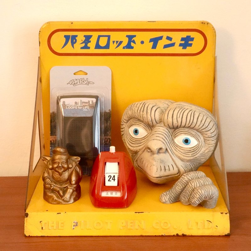 日本 昭和 百樂 PILOT INK 店頭退役 展示鐵架 陳列道具 店舖 - 擺飾/家飾品 - 其他金屬 黃色