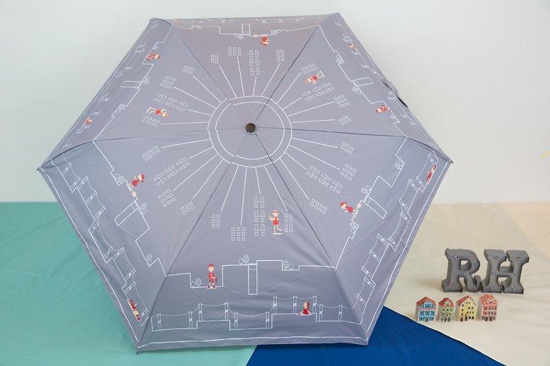 Rainbow House City Wind and Rain Folding Umbrella (gray only) - Umbrellas & Rain Gear - Waterproof Material Multicolor
