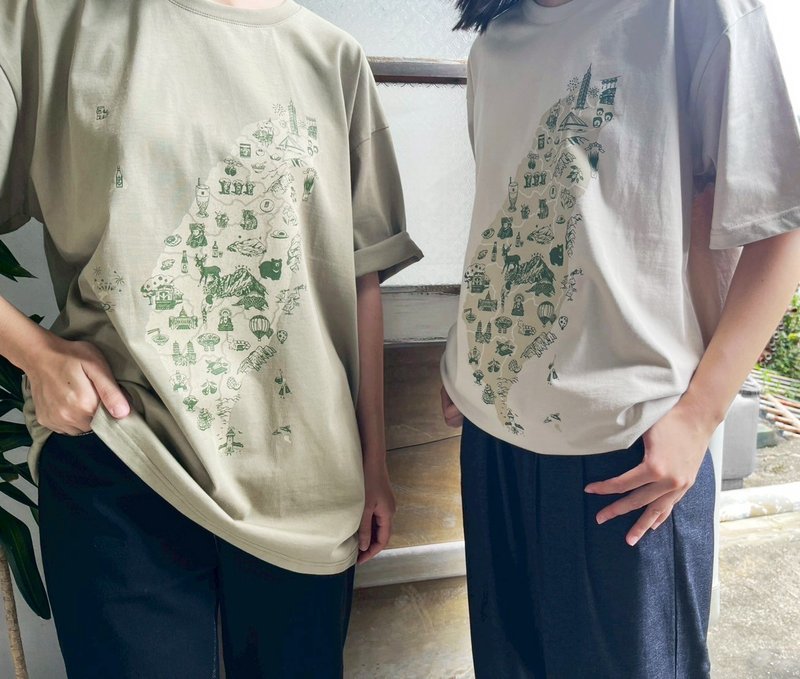 臺灣地圖 - 厚磅舒適純棉T-Shirt 手工雙色套印 - 其他 - 棉．麻 