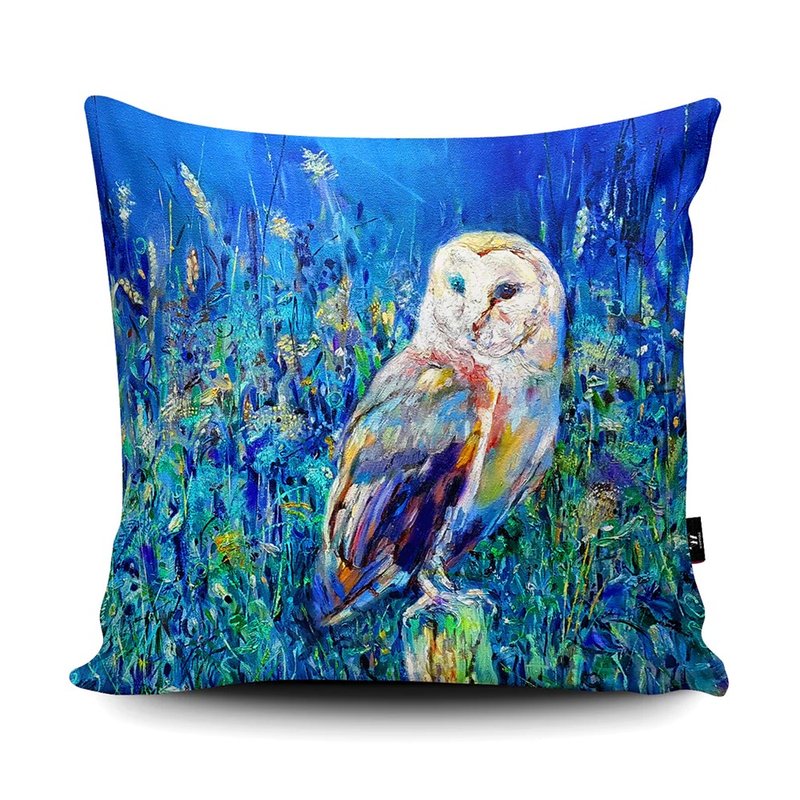 WRAPTIOUS/Handmade pillow/Midsummer Owl - Pillows & Cushions - Faux Leather Blue