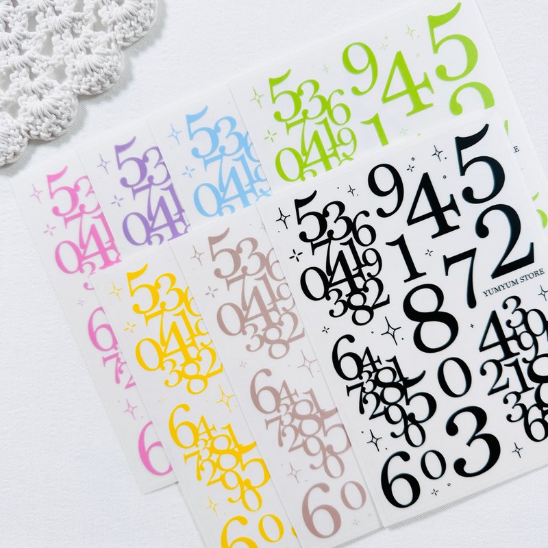 Pastel number transparent sticker - 貼紙 - 其他材質 