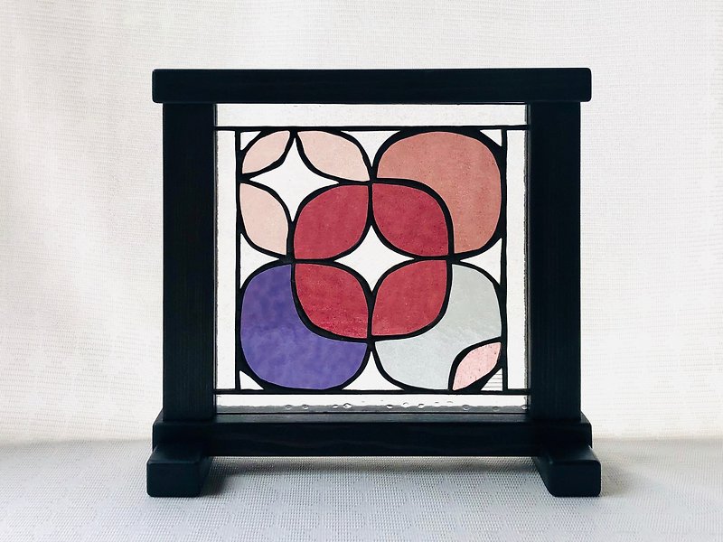 Stained glass panel Hortensia Rose - ของวางตกแต่ง - แก้ว สึชมพู