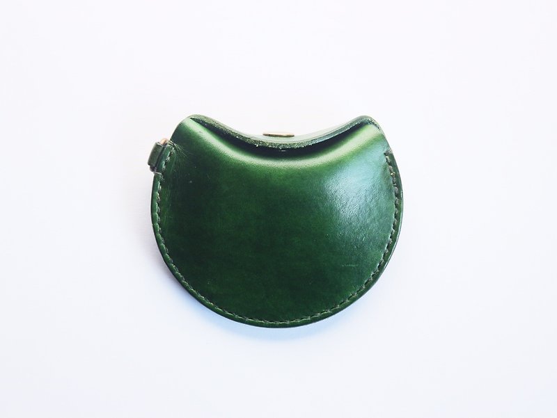 [Cottage a field] handmade Italian imports of vegetable tanning leather wallet | vegetation green | gift | round bag - Coin Purses - Genuine Leather 